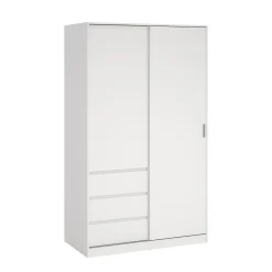 Kledingkast Ylva met 1 Schuifdeur + 1 deur + 3 lades Wit - Giga Living