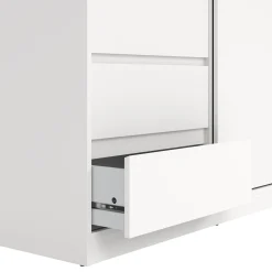 Kledingkast Ylva met 1 Schuifdeur + 1 deur + 3 lades Wit - Giga Living
