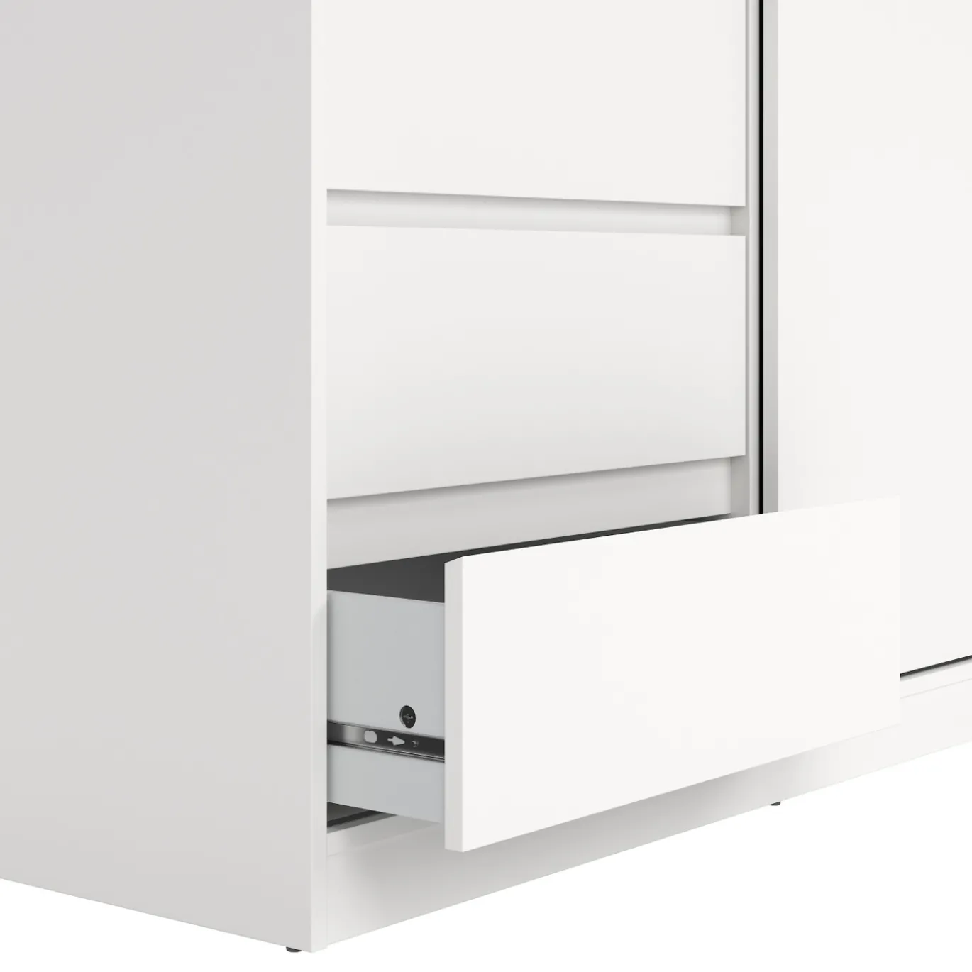 Kledingkast Ylva met 1 Schuifdeur + 1 deur + 3 lades Wit - Giga Living