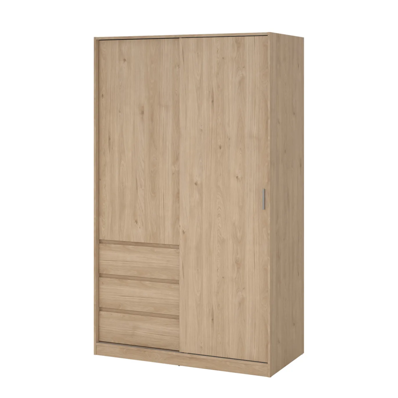 Kledingkast Ylva met 1 Schuifdeur + 1 deur + 3 lades Hickory - Giga Living