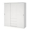Kledingkast Ylva met 2 schuifdeuren + 1 deur + 3 lades Wit - Giga Living
