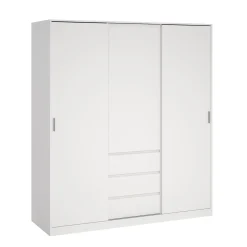 Kledingkast Ylva met 2 schuifdeuren + 1 deur + 3 lades Wit - Giga Living