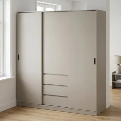 Kledingkast Ylva 2 Schuifdeuren + 1 deur + 3 Lades Cashmere - Giga Living