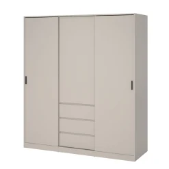 Kledingkast Ylva 2 Schuifdeuren + 1 deur + 3 Lades Cashmere - Giga Living