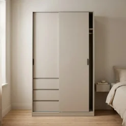 Kledingkast Ylva 1 Schuifdeur + 1 deur + 3 Lades Cashmere - Giga Living