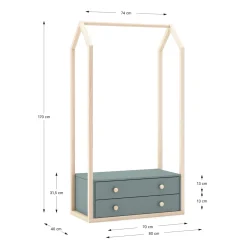 Kledingrek Esteban 2L Khaki Groen/wit Wax - Giga Meubel