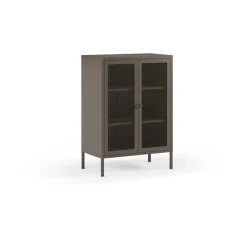 Kleine Vitrinekast Fayna 2d 70cm Mokka - Giga Meubel