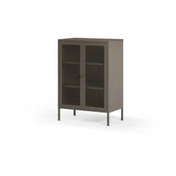 Kleine Vitrinekast Fayna 2d 70cm Mokka - Giga Meubel