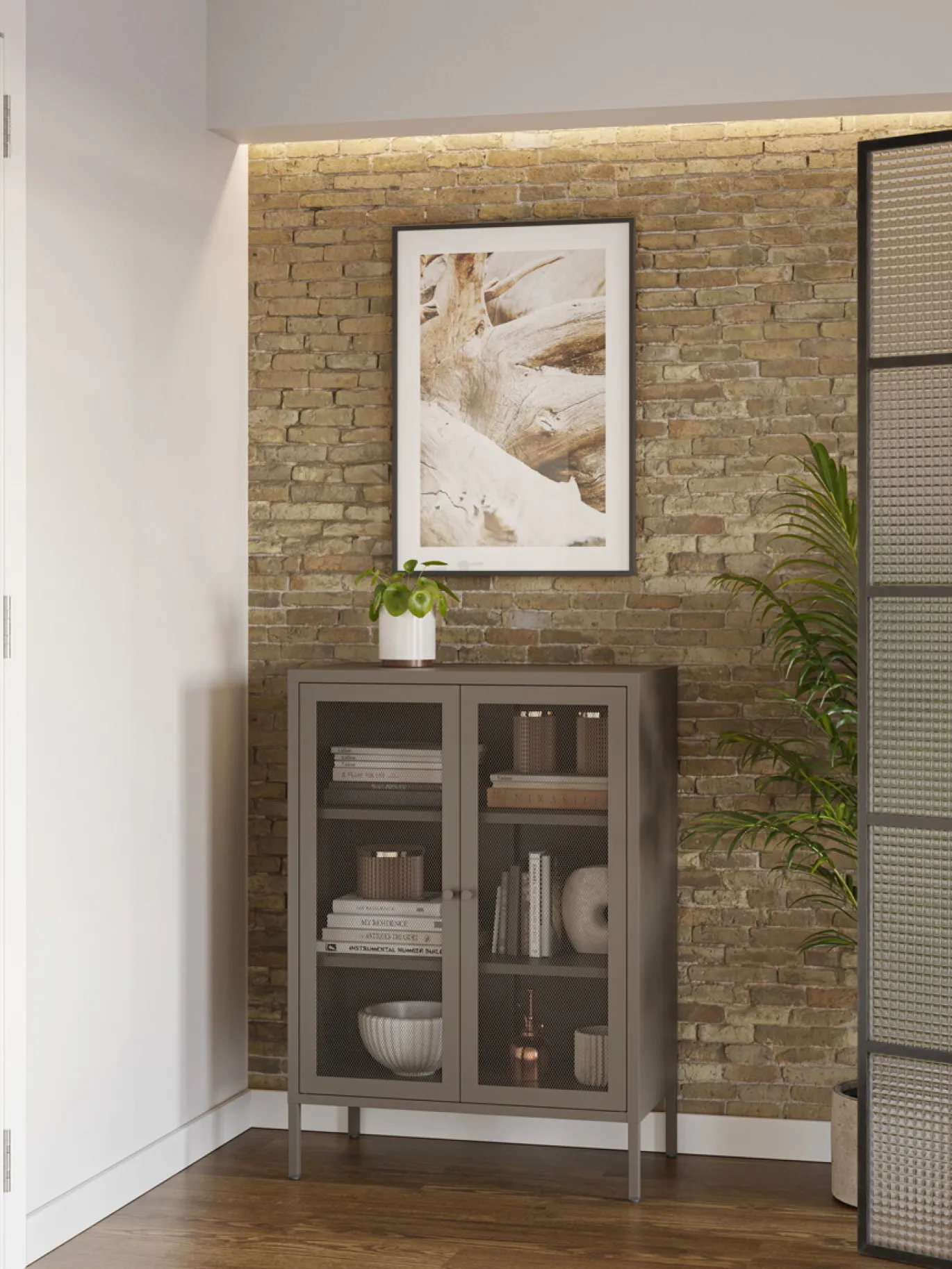 Kleine Vitrinekast Fayna 2d 70cm Mokka - Giga Meubel