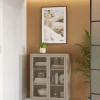 Kleine Vitrinekast Fayna 2d 70cm Zand - Giga Meubel