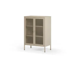Kleine Vitrinekast Fayna 2d 70cm Zand - Giga Meubel