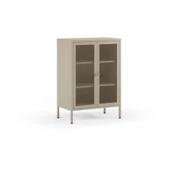 Kleine Vitrinekast Fayna 2d 70cm Zand - Giga Meubel