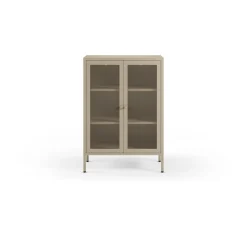Kleine Vitrinekast Fayna 2d 70cm Zand - Giga Meubel