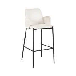 LABEL51 Barkruk Joni Crème Fluweel Zithoogte 78cm