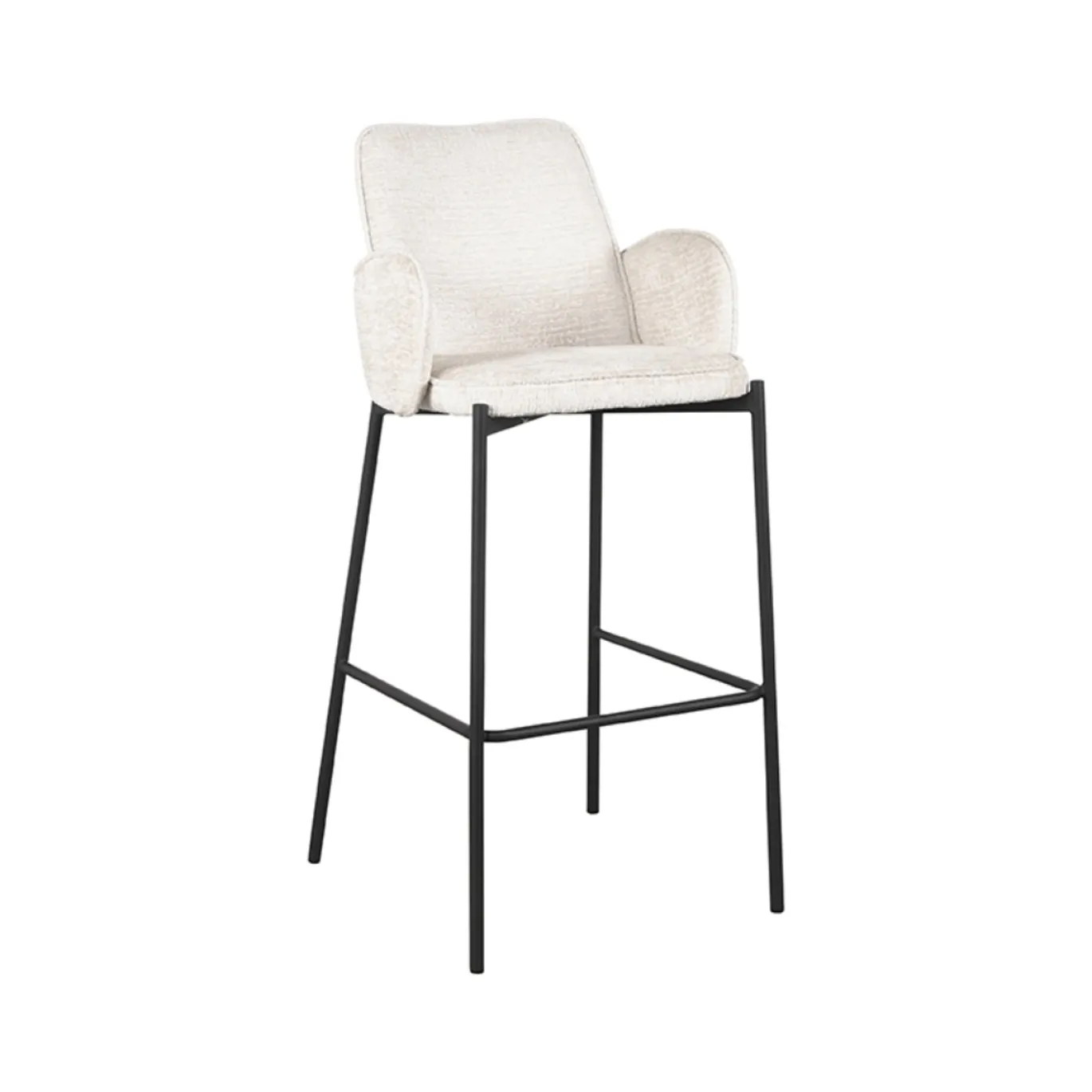 LABEL51 Barkruk Joni Crème Fluweel Zithoogte 78cm