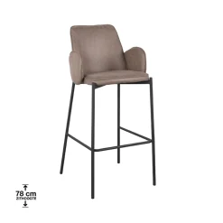 LABEL51 Barkruk Joni Taupe Micro Suède Zithoogte 78cm