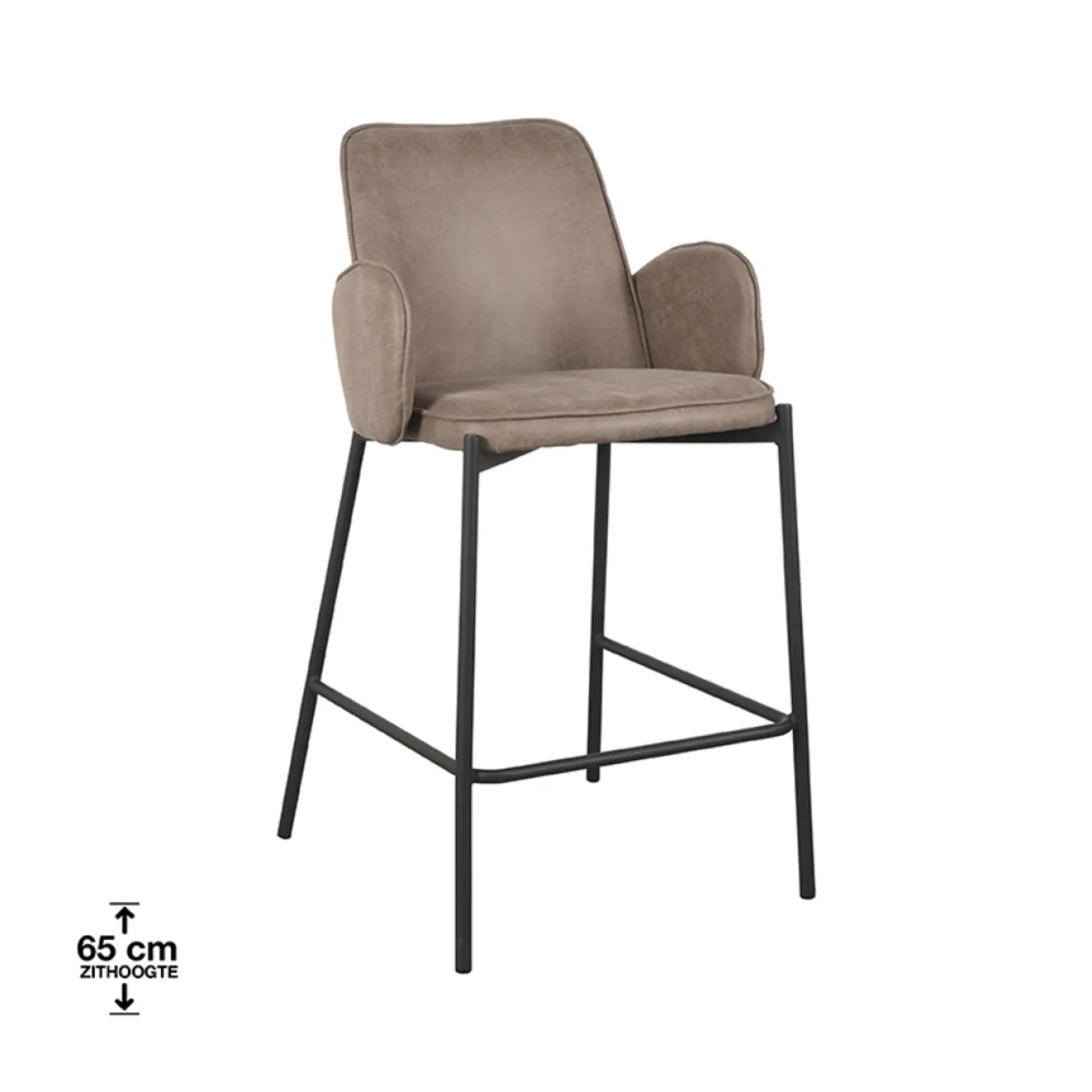 LABEL51 Barstoel Joni Taupe Micro Suède Zithoogte 65cm
