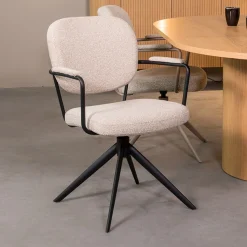 LABEL51 Eetkamerstoel Basel Bouclé Naturel/Zwart