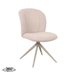 LABEL51 Eetkamerstoel Kimo Bouclé Naturel/Taupe Draaibaar