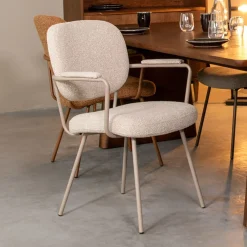 LABEL51 Eetkamerstoel Lausanne Bouclé Naturel/Taupe