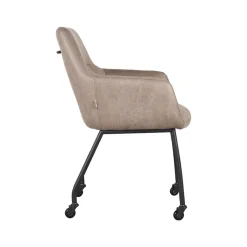 LABEL51 Eetkamerstoel Lenny Taupe Micro Suède