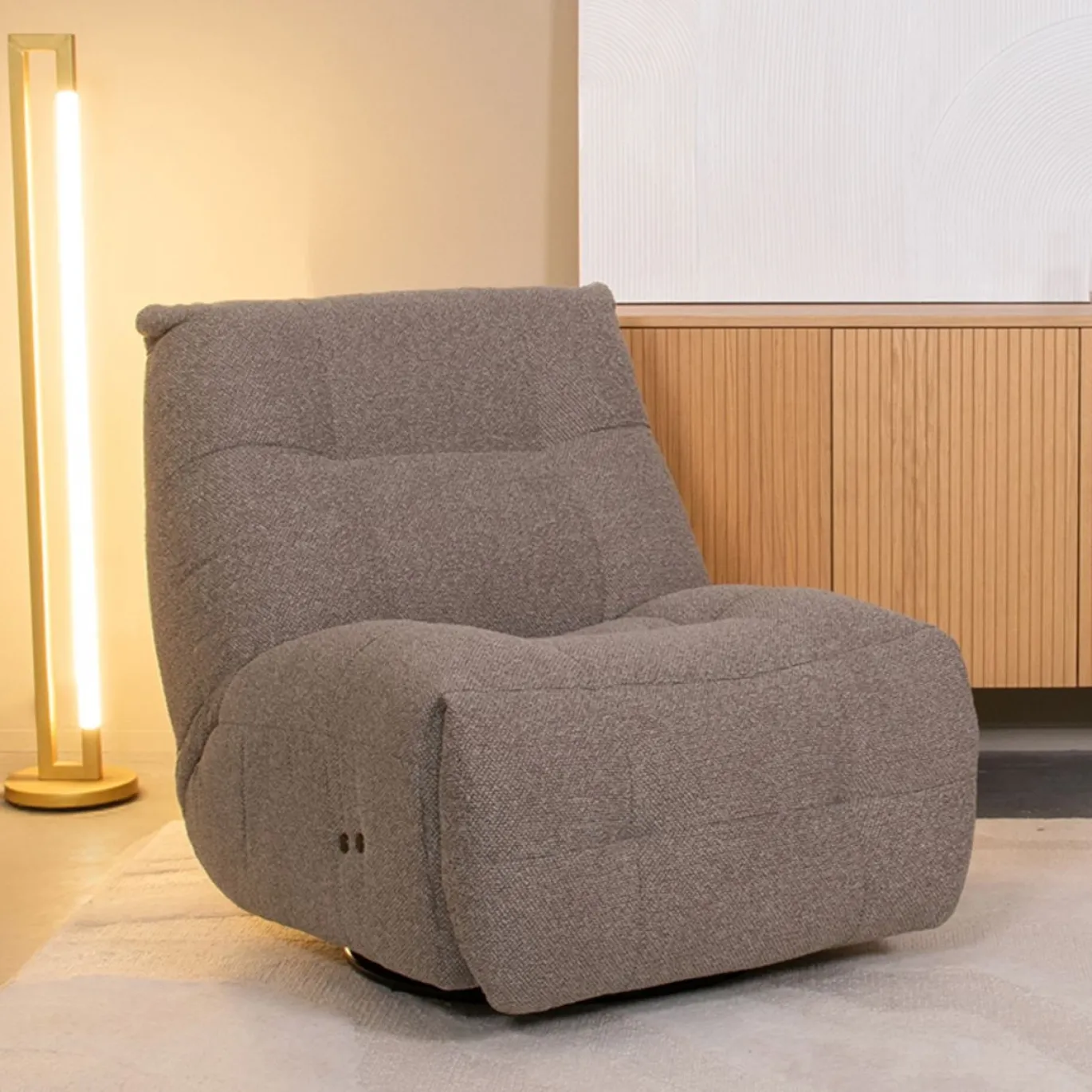 LABEL51 Elektrische Fauteuil Relax & Recharge Bouclé Truffelgrijs