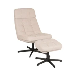LABEL51 Fauteuil Alvar + Hocker Naturel Boucle