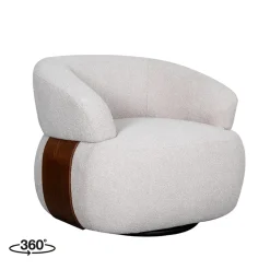 LABEL51 Fauteuil Valenza Bouclé Naturel/Walnoot