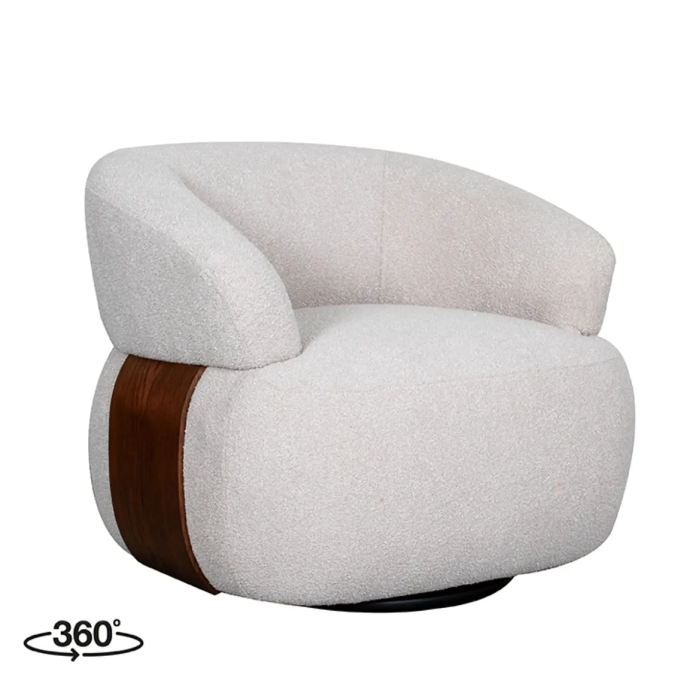 LABEL51 Fauteuil Valenza Bouclé Naturel/Walnoot