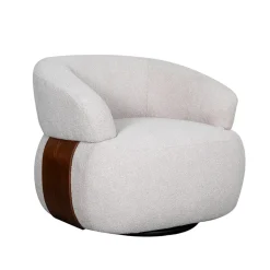 LABEL51 Fauteuil Valenza Bouclé Naturel/Walnoot