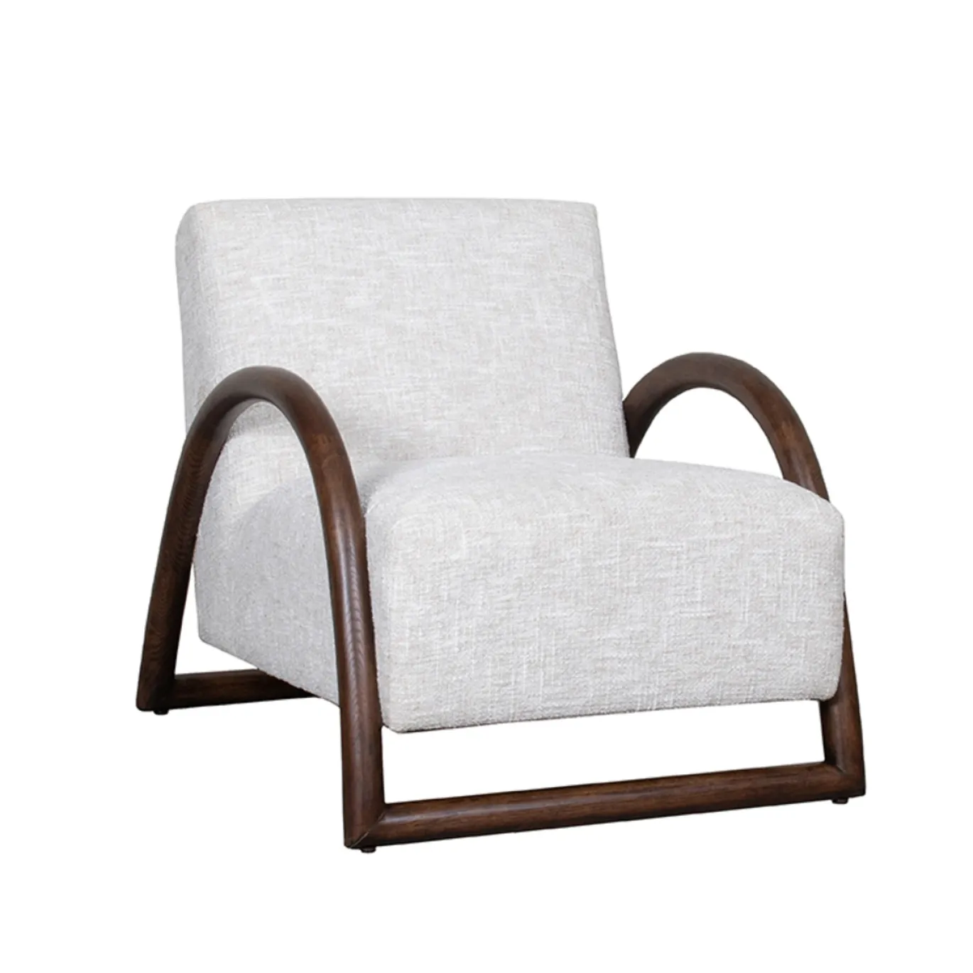 LABEL51 Fauteuil Viggo Bouclé Naturel/Walnoot