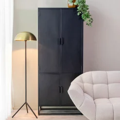 Label51 Hoge Kast Luff Zwart Metaal