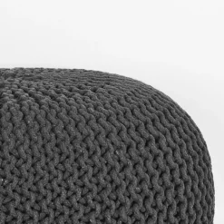 Label51 Poef Knitted Antraciet Katoen L