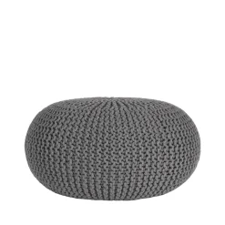 Label51 Poef Knitted Donkergrijs Katoen L