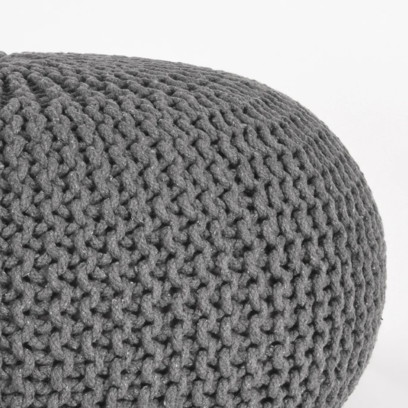 Label51 Poef Knitted Donkergrijs Katoen L