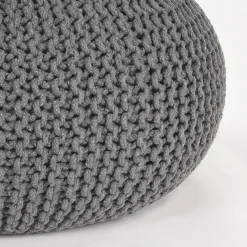 Label51 Poef Knitted Donkergrijs Katoen L