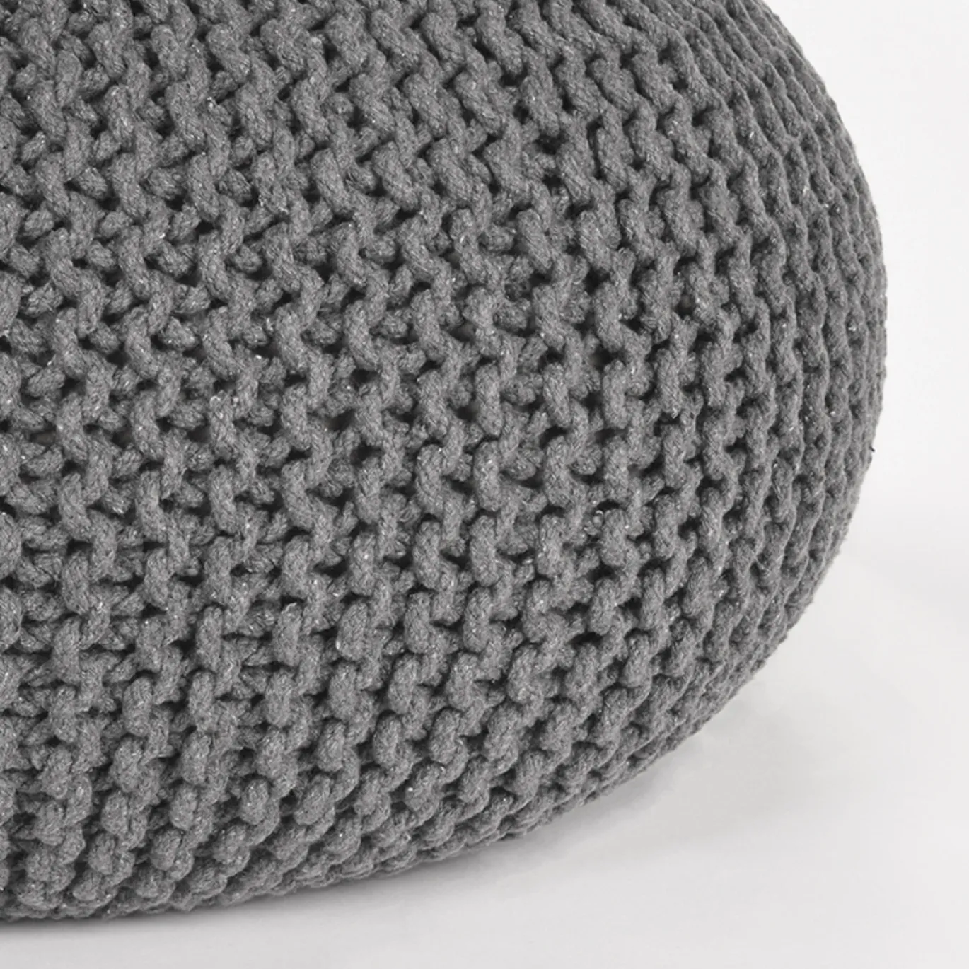Label51 Poef Knitted Donkergrijs Katoen L
