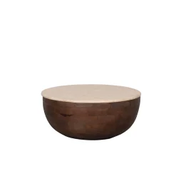 LABEL51 Salontafel Bowl Travertin/Espresso Ø70cm