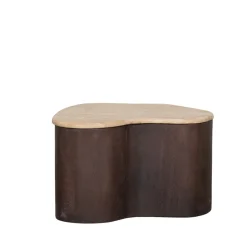 LABEL51 Salontafel Davi Travertin/Espresso 50cm