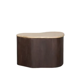 LABEL51 Salontafel Davi Travertin/Espresso 50cm