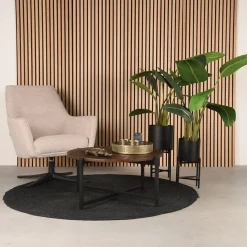 LABEL51 Salontafel Dox Espresso Hout Goud Onderstel Ø70cm