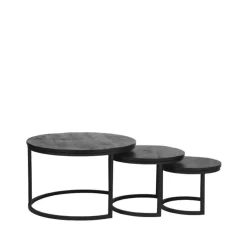 LABEL51 Salontafels Triplet Zwart Mangohout (Set van 3)