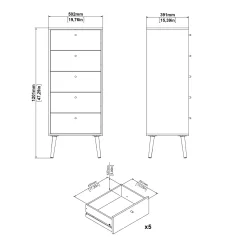 Ladekast Bodo Matgrijs 5-lades - Giga Living