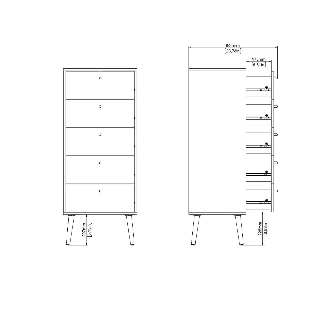Ladekast Bodo Wit 5-lades - Giga Living