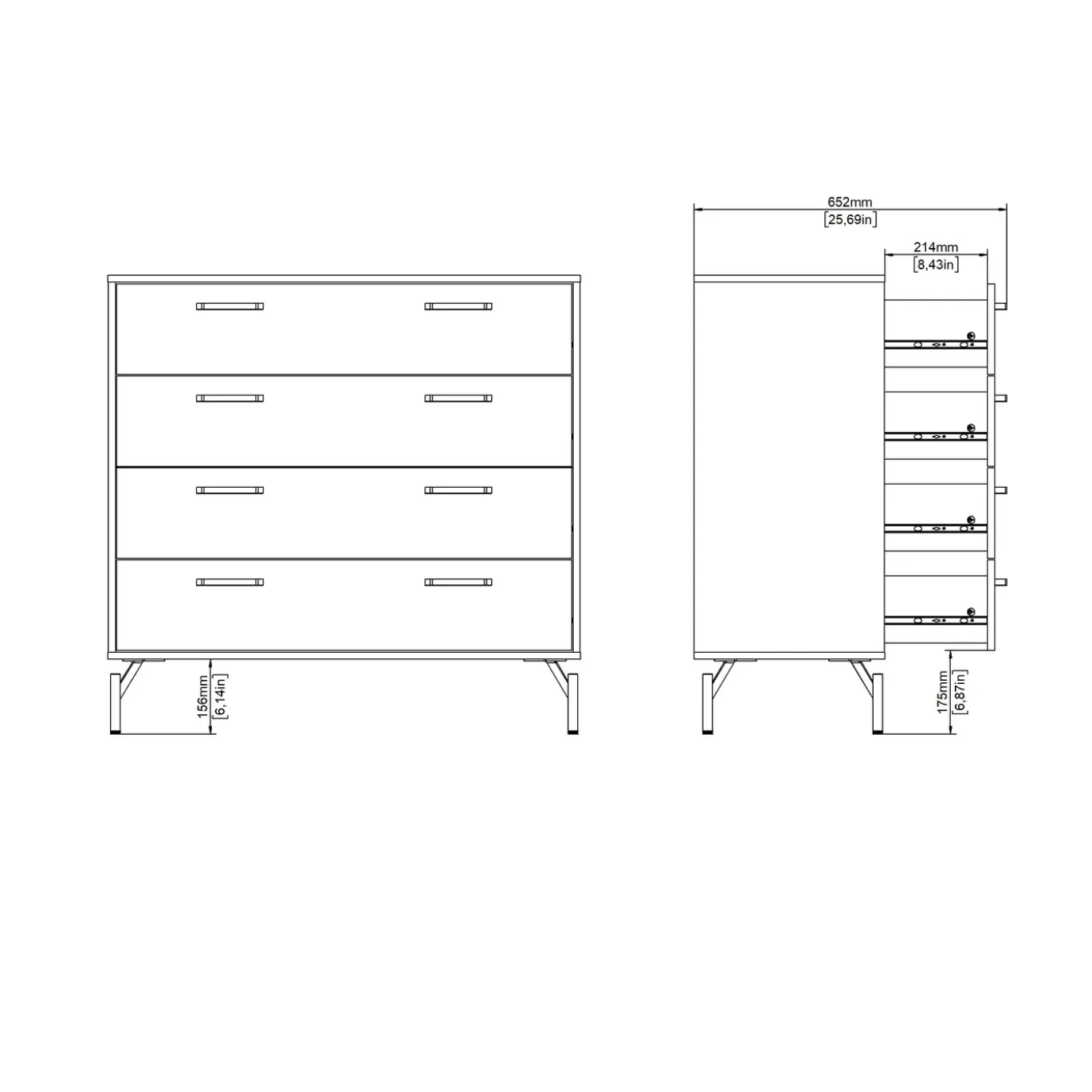 Ladekast Dana Mat Zwart 4-lades - Giga Living