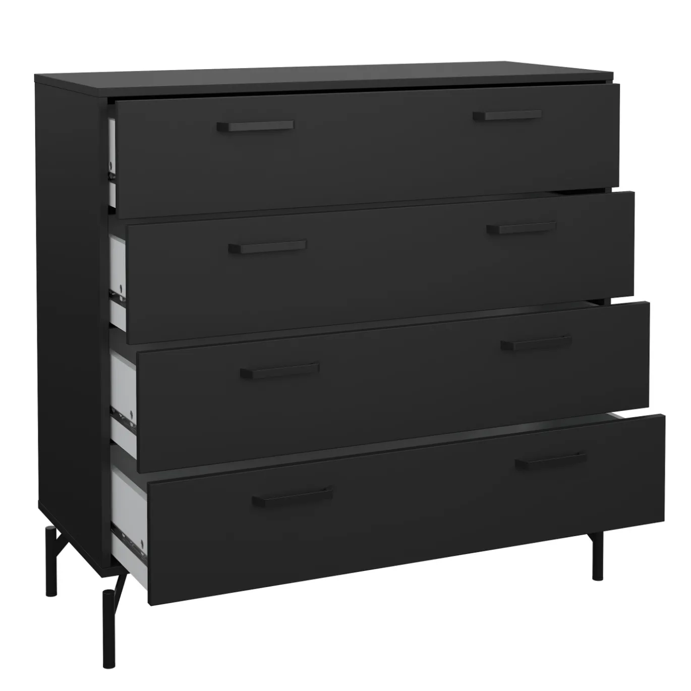 Ladekast Dana Mat Zwart 4-lades - Giga Living