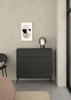 Ladekast Dana Mat Zwart 4-lades - Giga Living