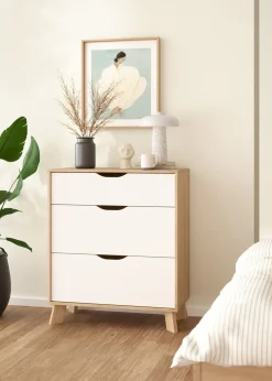 Ladekast Ikast Wit Jackson Hickory 3-lades - Giga Living
