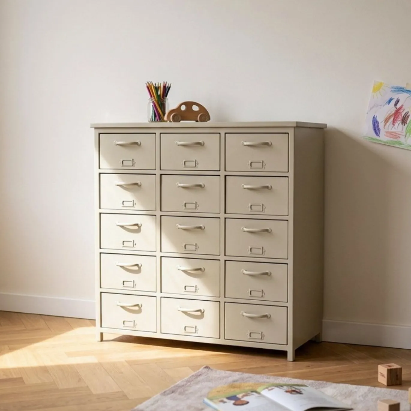 Ladekast Industrieel 15 Laden Beige - Giga Meubel