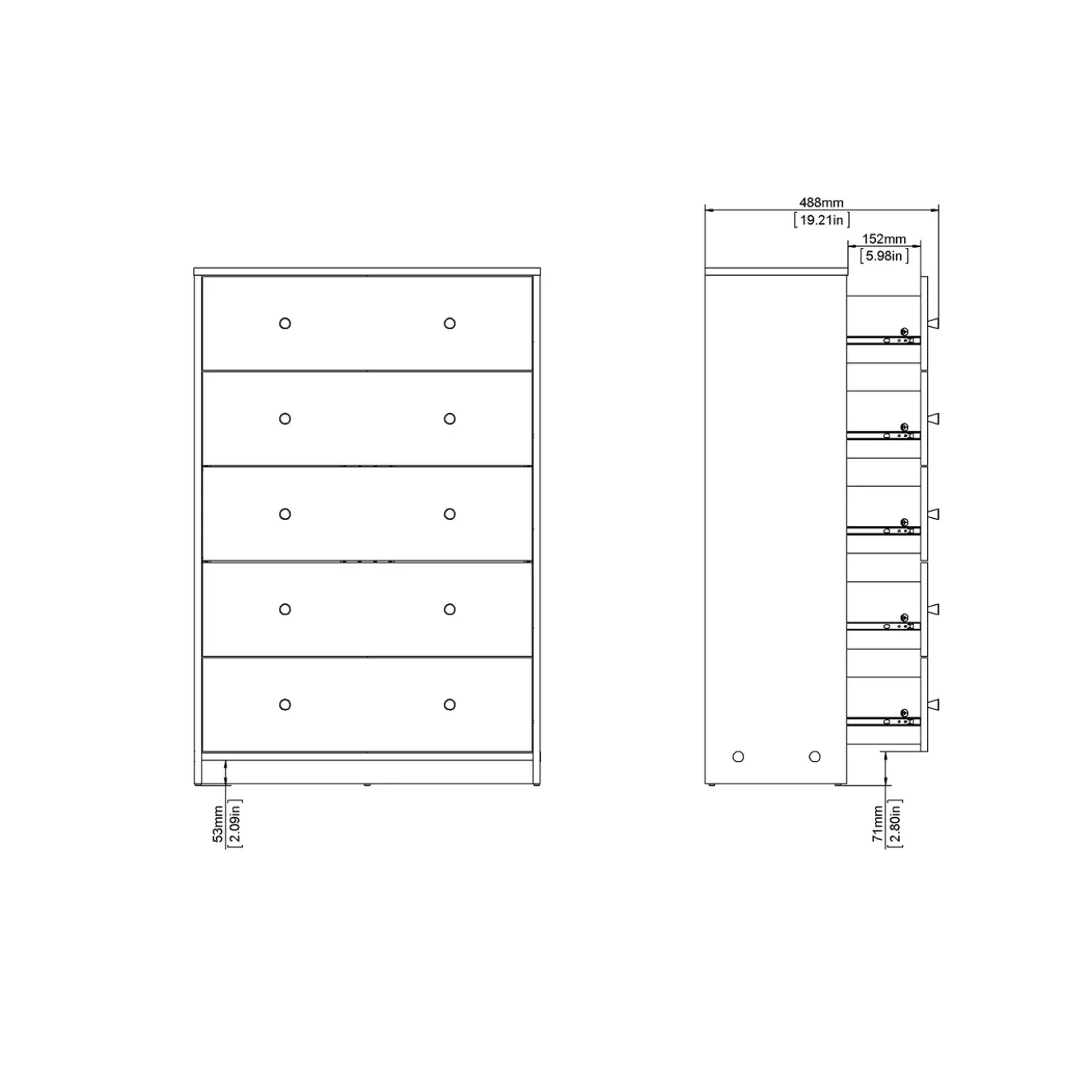 Ladekast May Wit 5-lades - Giga Living